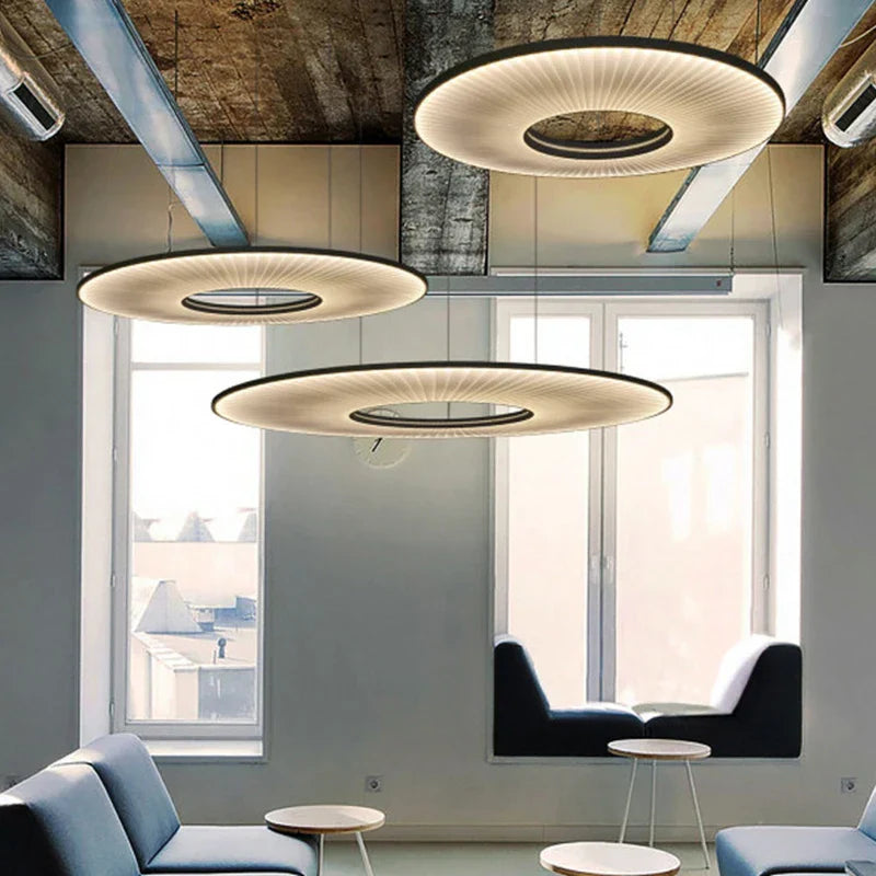DecorBites™ Dix Heures Round Fabric LED Pendant Light for Parlor, Hotel, and Dining Room