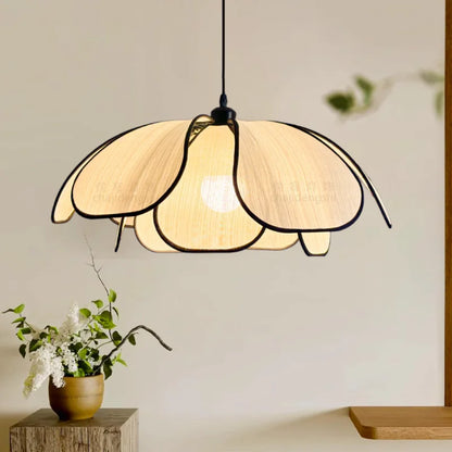 DecorBites™ Creamy Abaca Fabric Led Pendant Light - Nordic French Wabi Sabi Suspend Lamp