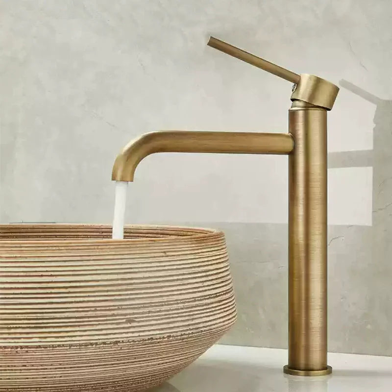 Tuqiu Antique Bathroom Faucet Brass Basin Faucet Sink Faucet Cold & Hot Water Mixer Sink Tap  Deck Mounted  Lavotory Faucet Tap
