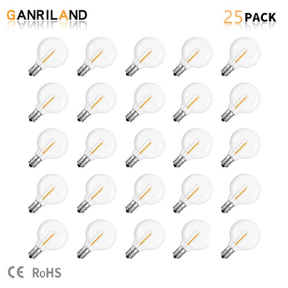 DecorBites™ G40 1W PET LED Bulbs - E12 Screw Base Shatterproof Globe Bulbs - Outdoor String Lights