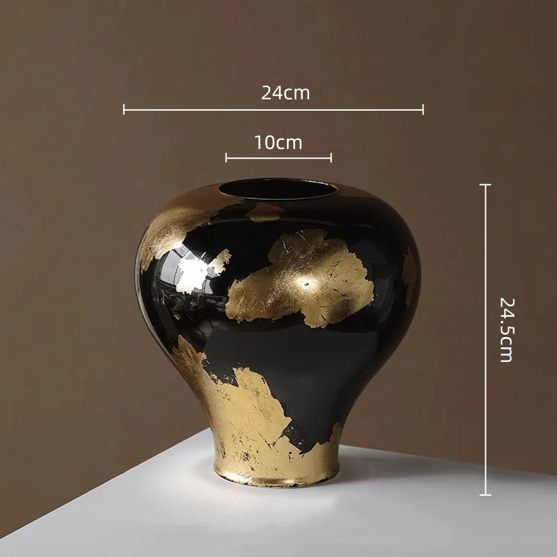 Gold Foil Ceramic Tabletop Flower Vase