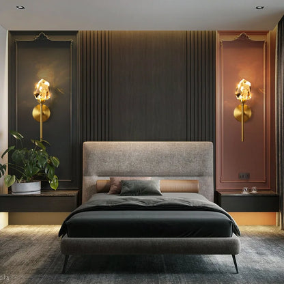 DecorBites™ Crystal Gold LED Wall Sconce for Bedroom Living Room Hotel Hallway