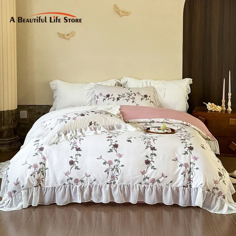 Cotton Floral Quilt Set