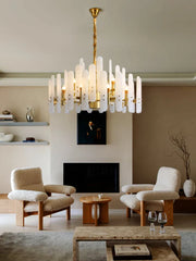 Gold Chrome Alabaster Chandelier