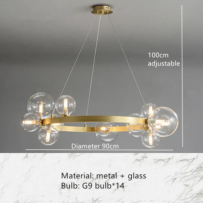 DecorBites™ Clear Glass Bubble Chandelier LED Hanglamp G9 Loft Deco Lighting