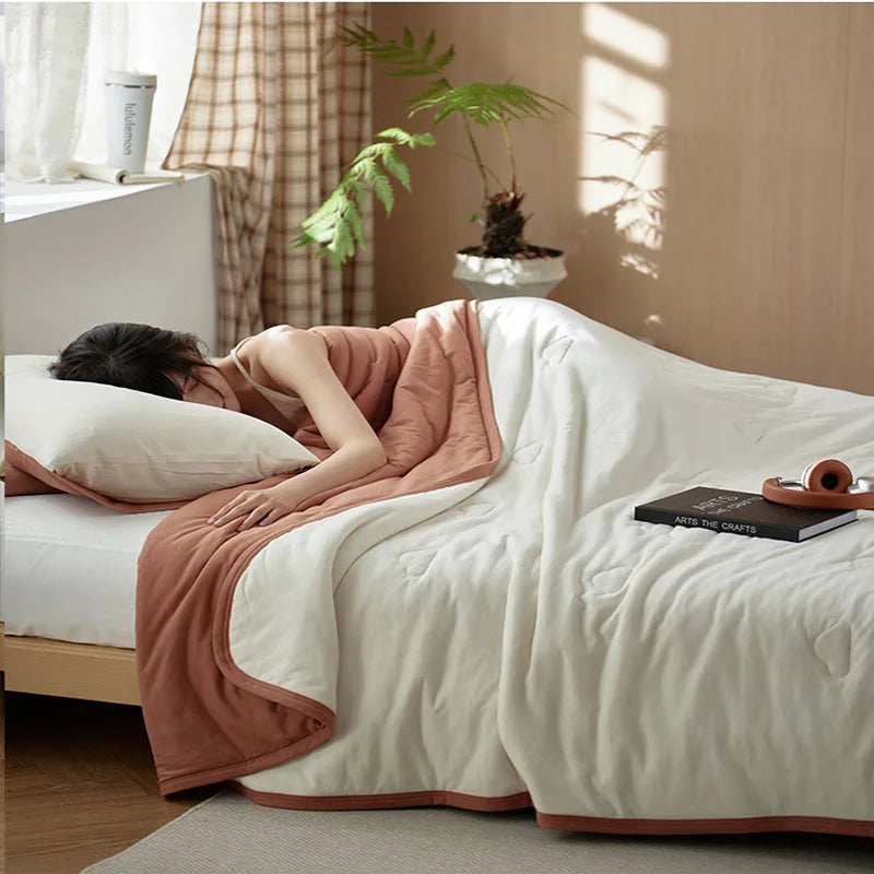 DecorBites™ Cotton Summer Comforter: Cooling, Breathable Thin Blanket for Hot Sleepers