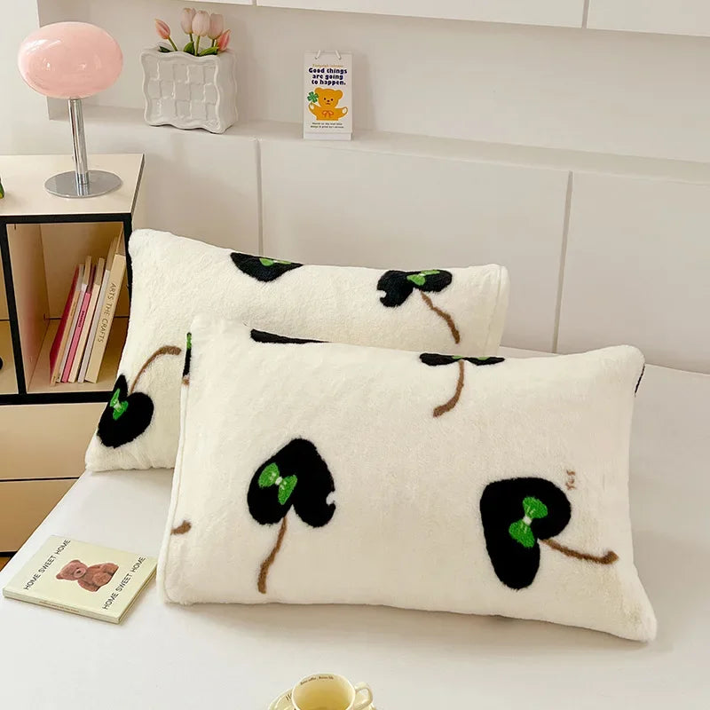DecorBites™ Cozy Winter Plush Pillowcase: Nordic Printed Milk Velvet Soft Home Decor