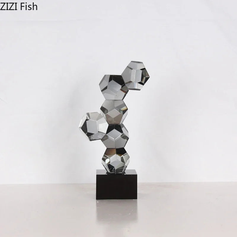 DecorBites™ Geometric Crystal Ball Desk Ornament: Abstract Crafts Crystal Artwork for Aesthetic Room Decor