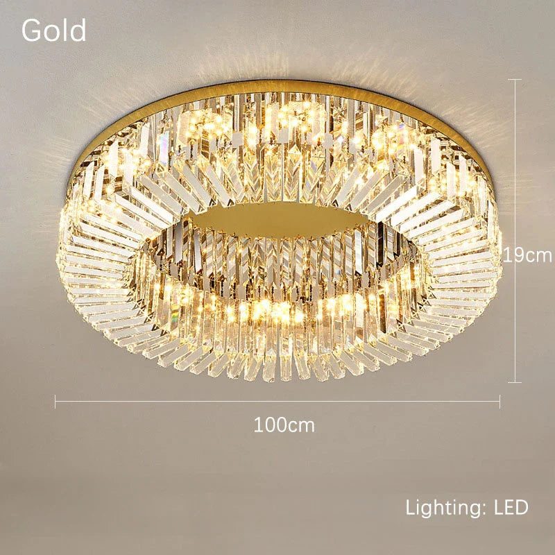 DecorBites™ Crystal Gold LED Ring Ceiling Light - Modern Luxury Home Lighting