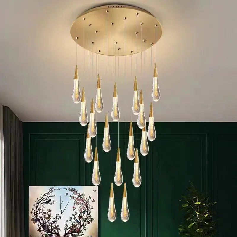 Gold Drop LED Chandelier