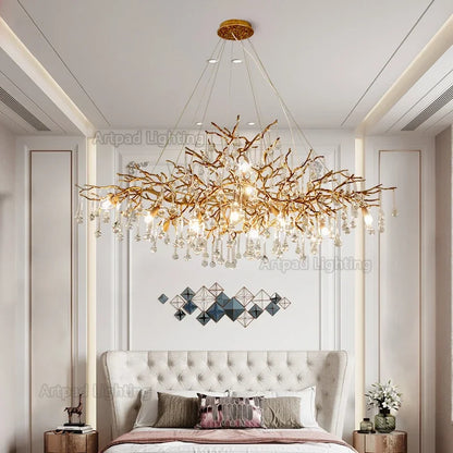 DecorBites™ Crystal LED Chandelier: Luxe Gold Lighting Fixture for Living Room & Kitchen
