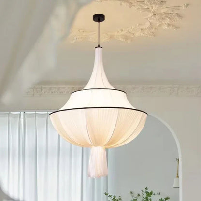 DecorBites™ Creamy E27 Foyer Chandelier: French-Inspired LED Pendant Lights for Bedroom, Art Decor Lampara
