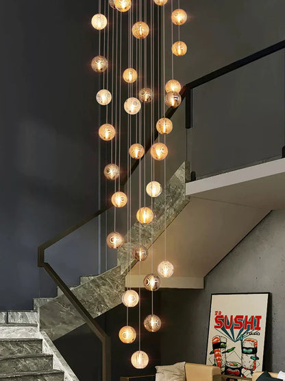 DecorBites™ Crystal Glass Spiral Ceiling Chandelier for Modern Living Room & Kitchen Decor