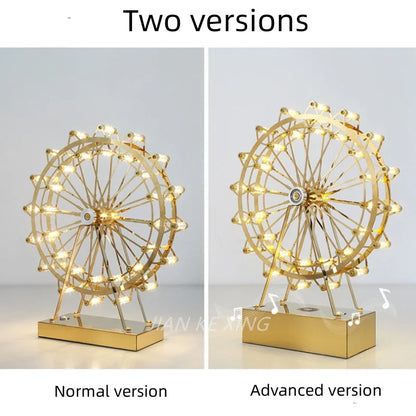 DecorBites™ LED Ferris Wheel Table Lamp for Bedroom Decor Stainless Steel Night Light
