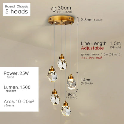 DecorBites™ K9 Crystal Dining Chandeliers: Gold Wire Hanging Ceiling Lights for Bedroom, Balcony, Bar Room