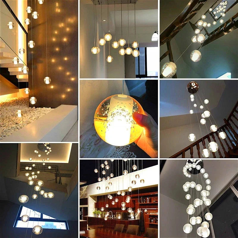 DecorBites™ Crystal Ball Chandelier Pendant Light for Staircase Hallway Bar Décor