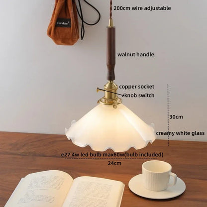DecorBites™ Green Glass LED Pendent Lamps, Walnut Copper Modern Hanging Light Fixtures