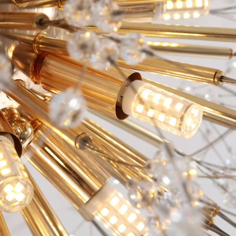 Gold Dandelion Crystal Chandelier 8-Head Nordic