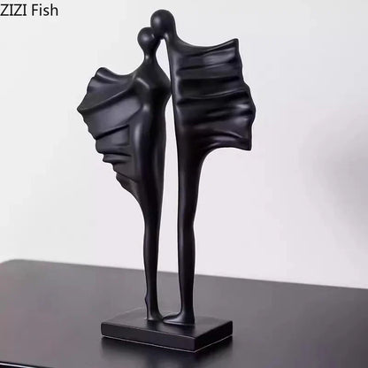 DecorBites™ Abstract Lovers Resin Sculpture Modern Decor Ornaments - Couple Figures Statue