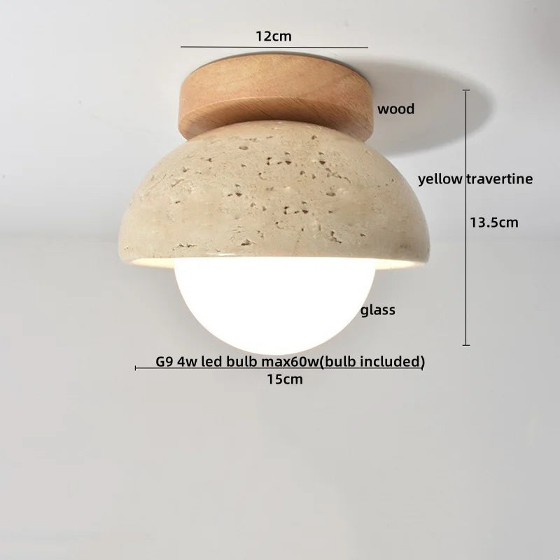 Travertine Wood Ceiling Light