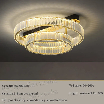 DecorBites™ Gold Crystal Copper Ceiling Lamps LED Modern Home Room Decor Lighting
