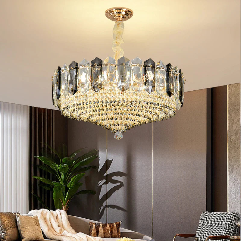 DecorBites™ Crystal Duplex Villa Chandelier Hall Light - Luxe Living Room Middle Floor Lamp