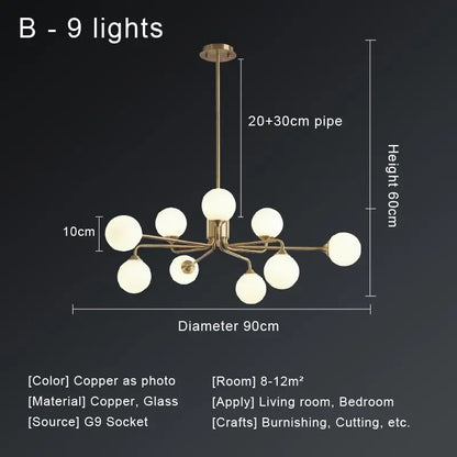 DecorBites™ Copper Ceiling Chandelier for Home Decor Lighting