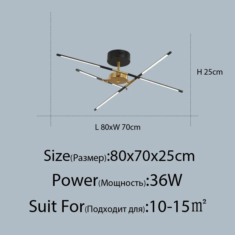 Black Gold Pendant Lamp 12-Head Dimmable