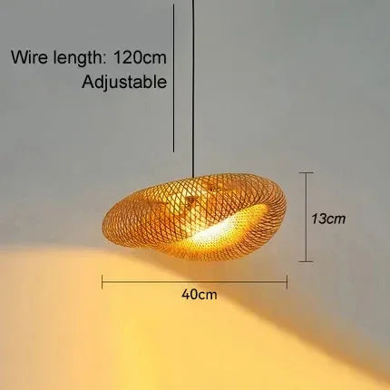 Handwoven Bamboo Pendant Light Vintage Woven Shade