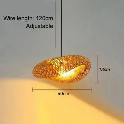 Handwoven Bamboo Pendant Light Vintage Woven Shade