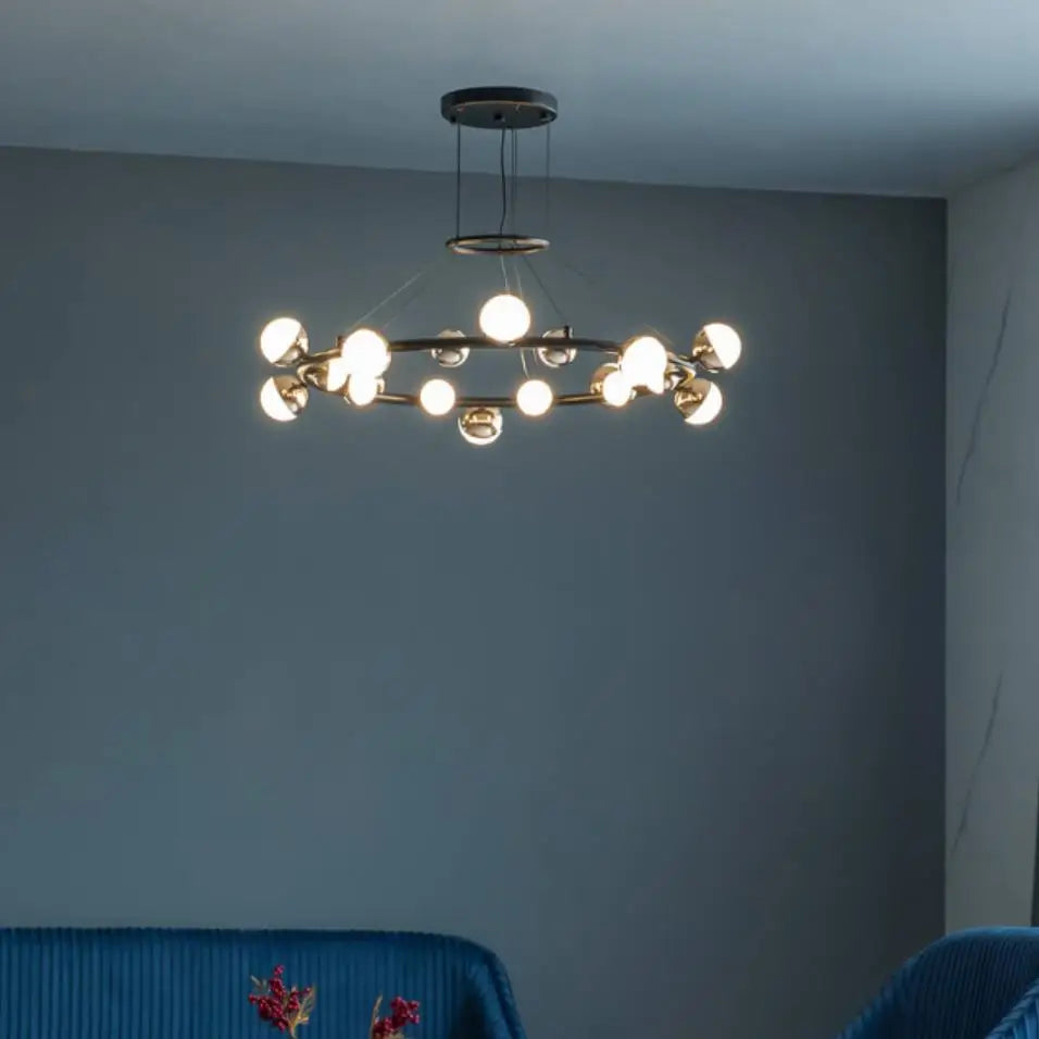 Gold Art Deco Chandelier 30-Ball Acrylic Design