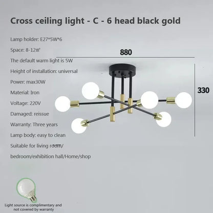 DecorBites™ LED Ceiling Chandelier: Modern Light Fixture for Living Room, Bedroom, Hall - Indoor Home Decor