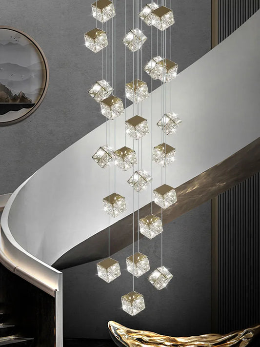 DecorBites™ Crystal Modern Chandelier for Living Room Luxury Loft LED Lighting Staircase Chandelier