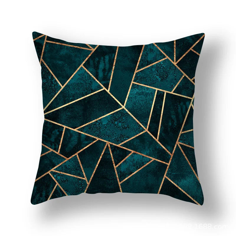 DecorBites™ Geometric Leaf Flower Pillowcase Teal Blue Sofa Car Home Decor Throw Cover