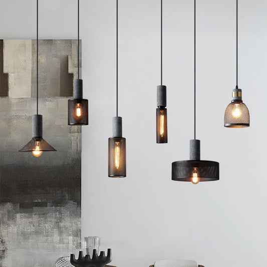 DecorBites™ Concrete Pendant Light Iron Shade