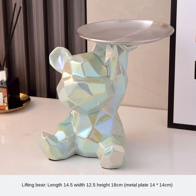 DecorBites™ Geometric Bear Piggy Bank Key Tray Cosmetic Bookshelf Statue & Storage Box
