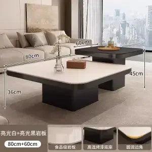 DecorBites™ Light Luxury Rock Square Coffee Table Modern Minimalist Living Room Combo