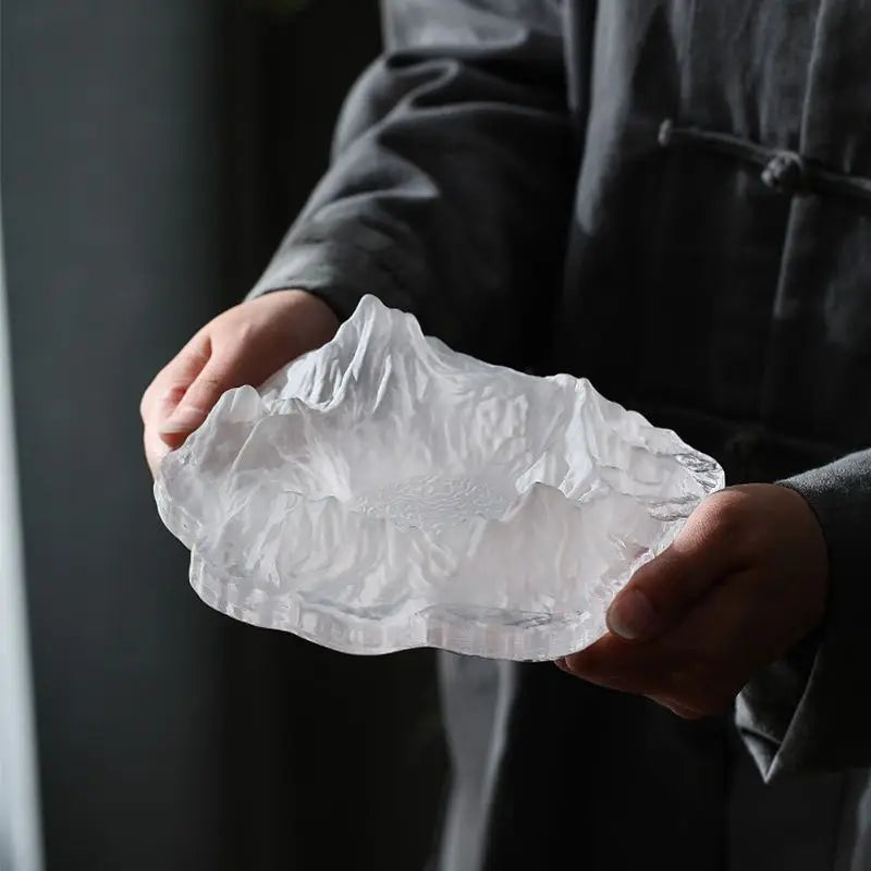 DecorBites™ Iceberg Glass Dessert Plate: Artistic French Club Tableware
