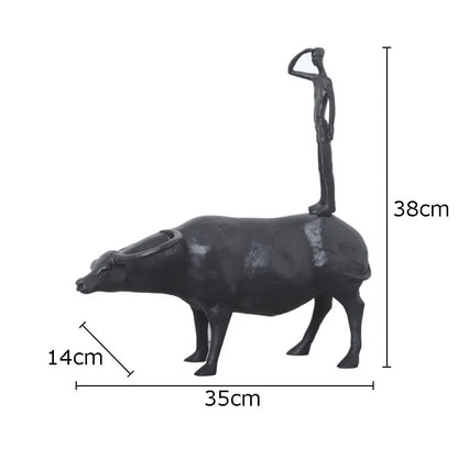 DecorBites™ Cowherd Shepherd Boy Resin Figure Sculpture for Modern Home Decor