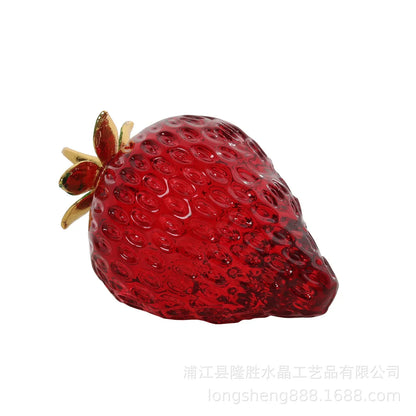 DecorBites™ Glass Red Strawberry Figurine Crystal Fruit Miniature Ornament Decor