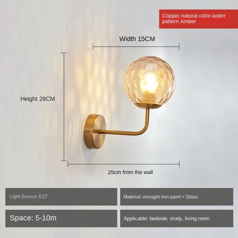DecorBites™ Glass Ball LED Wall Lamp: Gold Nordic Minimalist Sconces Lighting Bedroom Decor Fixtures