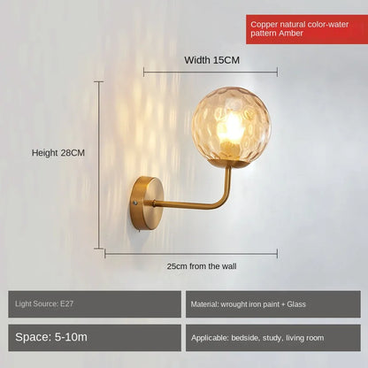 DecorBites™ Glass Ball LED Wall Lamp: Gold Nordic Minimalist Sconces Lighting Bedroom Decor Fixtures