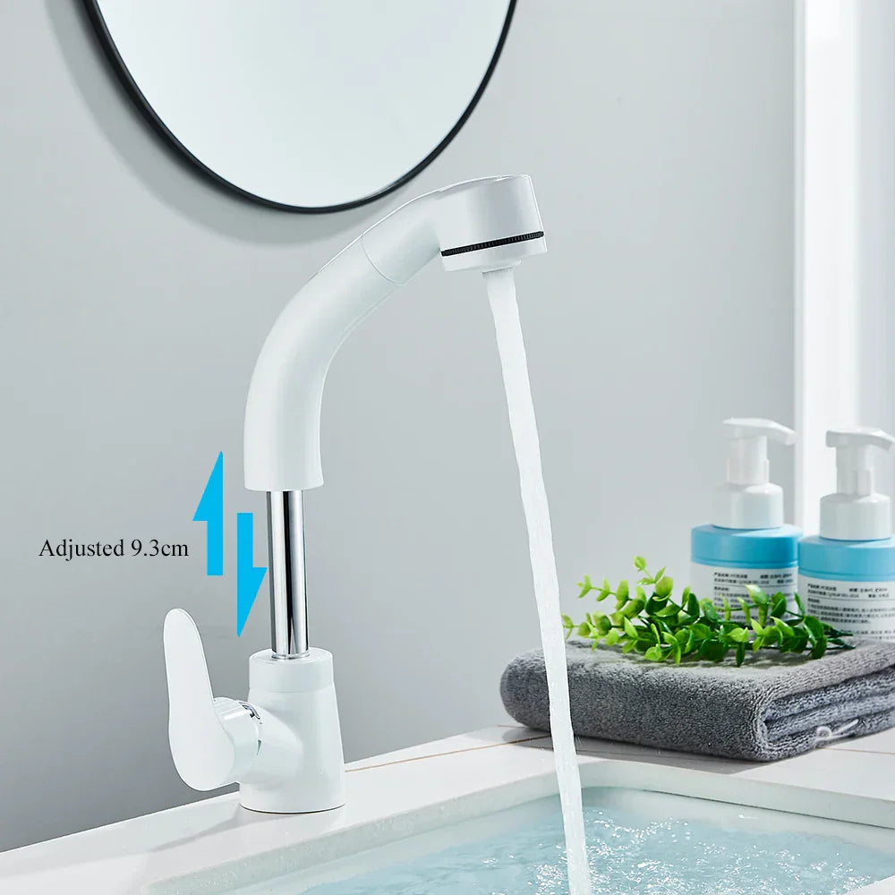 DecorBites™ Lift-Up Bathroom Sink Faucet Chrome Finish 360-degree Rotation Water Mixer