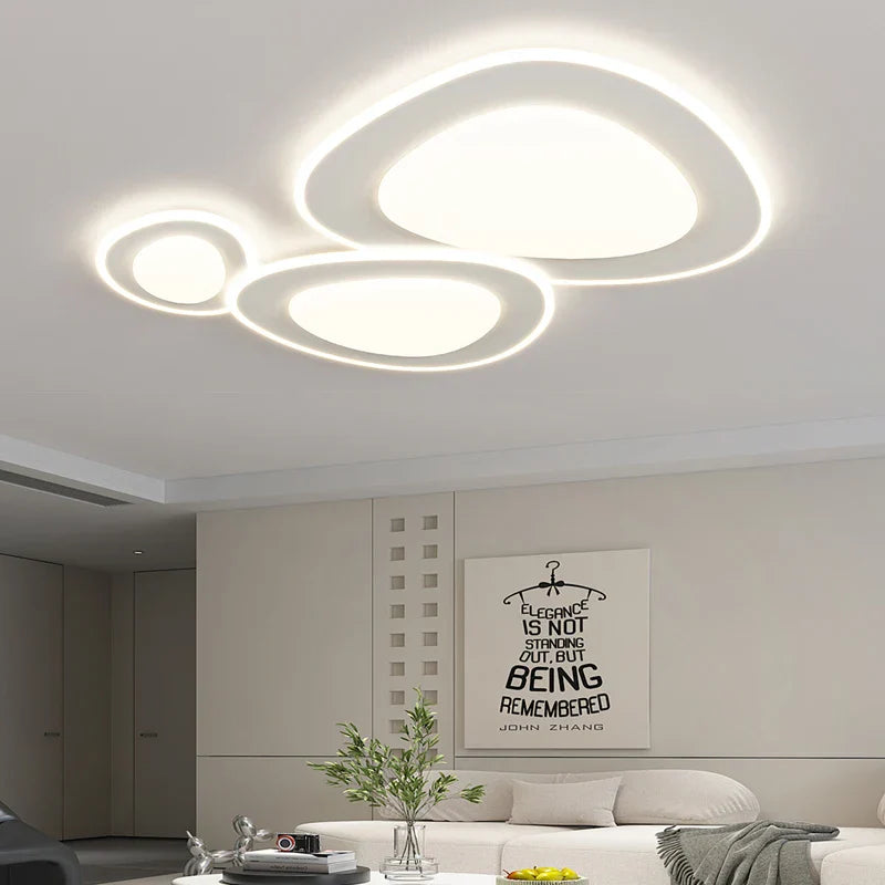 White Minimalist LED Chandelier C W110cm Design