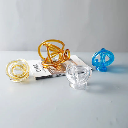 DecorBites™ Glass Knot Twist Sculpture Decor Geometric Decorative Home Figurines