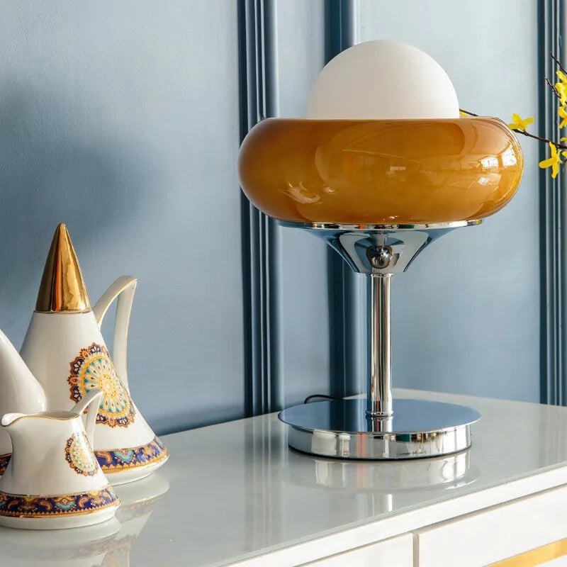 DecorBites™ Guzzini Modern Bauhaus Table Lamp Bedroom Study Living Room Retro Yellow Cream