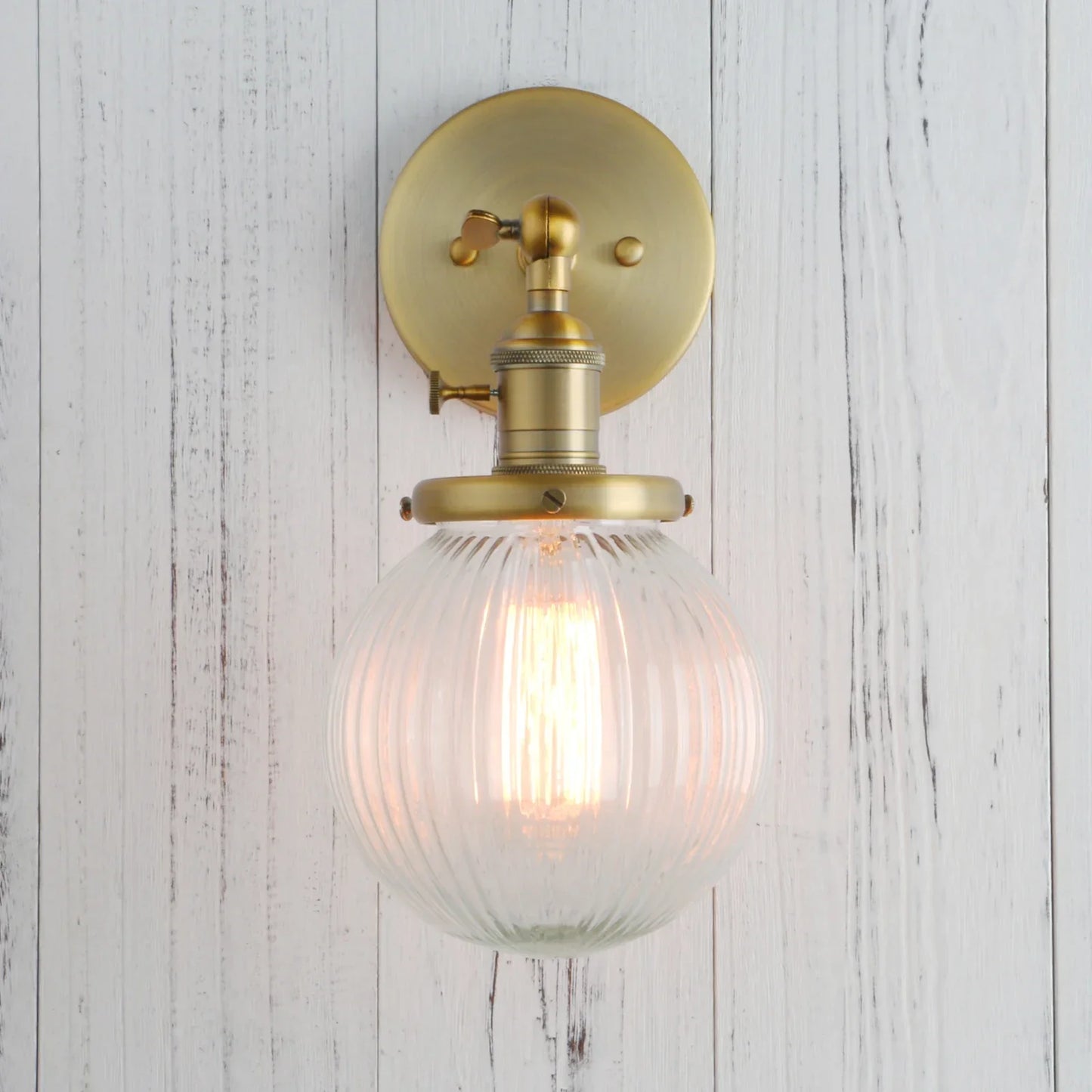 DecorBites™ Industrial Ribbed Glass Wall Sconces for Kitchen Living Room Bedroom