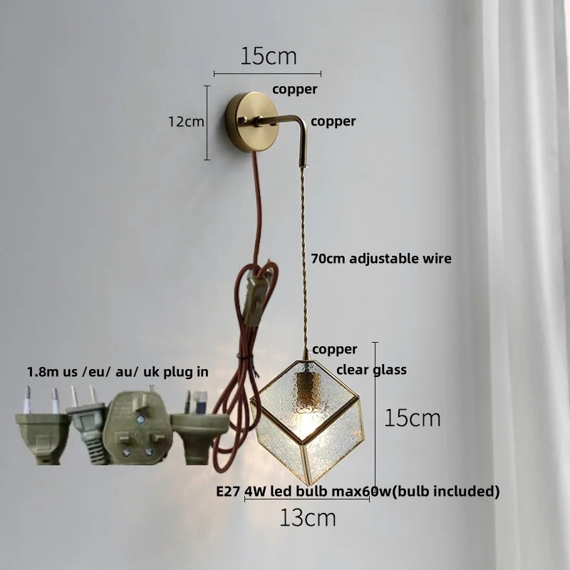DecorBites™ LED Wall Lights Clear Glass Adjustable Bedside Lamp Nordic Modern Style