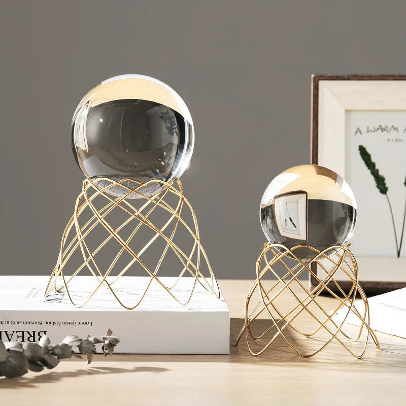DecorBites™ Crystal Ball Crafts: Nordic Light Luxury Modern Metal Décor for Home and TV Cabinet