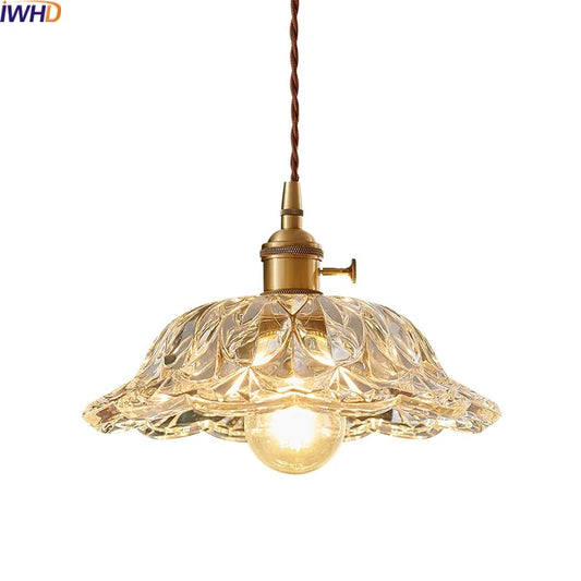 DecorBites™ Japanese Style LED Pendant Lamp Copper Glass Hanging Light Fixtures